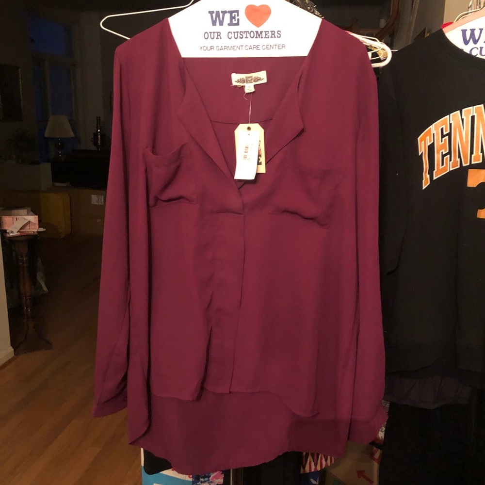 NWT Red Silky Blouse
